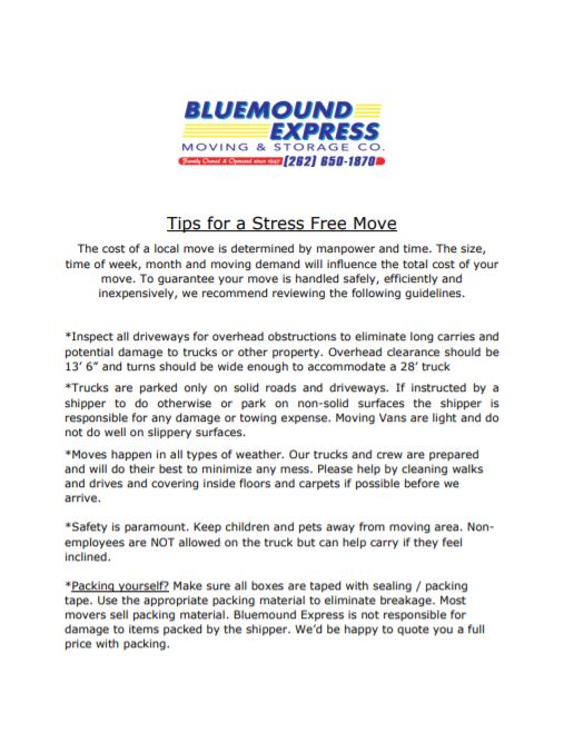 tips for a stress free move